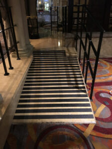 Fibreglass non-slip flat strips black #60 grit on tiled ramp
